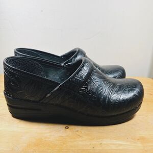 Dansko Black Embossed Mules